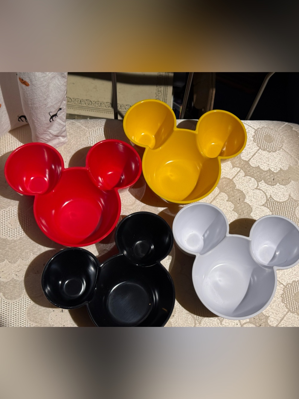 Disney Mickey Ear Snack Bowls in Red, Yellow, Black, and White - Set of 4